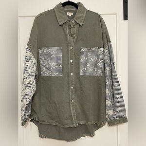 POL Green Patchwork Shirt